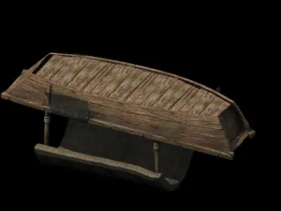 Game Traffic - Small wooden boat 07 3D model