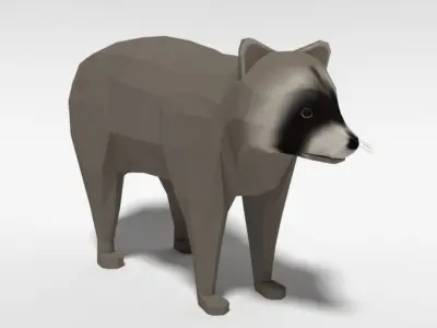 Low Poly Cartoon Raccoon  Low-poly 3D model