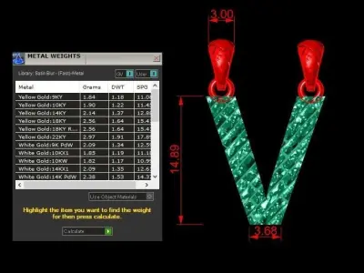 V Letter Alphabet Tiles Texture Pendant 3D Print Model 3D print model