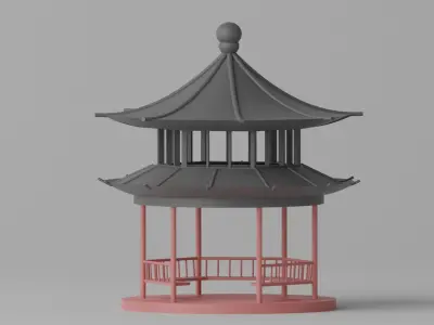 Cartoon Chinese Pavilion 2 3D model