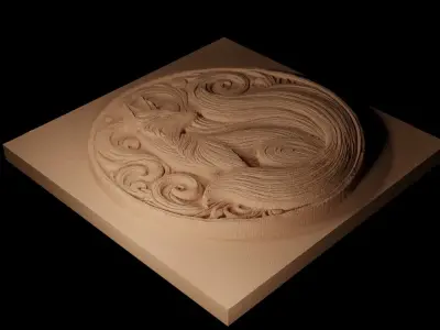Kitsune Circle CNC 3d Print High Relief Sand Casting 3D print model