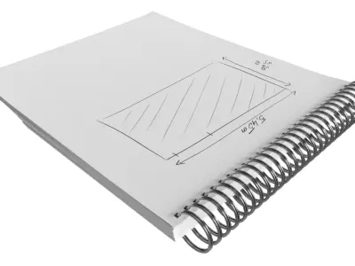 Spiral Bound Notepad with Floor Plan Sketch Low-poly 3D model