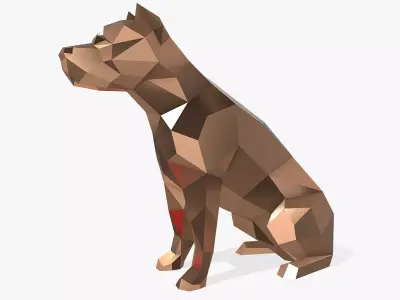 pit bull low poly 3D print model