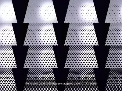 Perforated panel in 60 degree staggered pattern 3D Model Collection