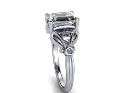 Vintage Emerald Cut Solitaire Fashion Classic Design Ring 3D print model