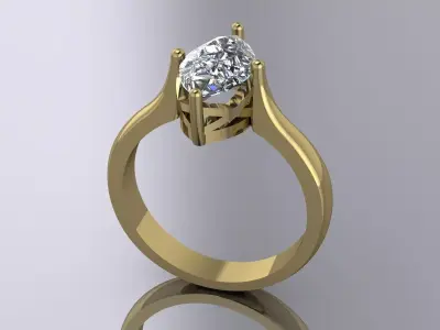 Elegant Marquise Gemstone Ring Jewelry 3D print model