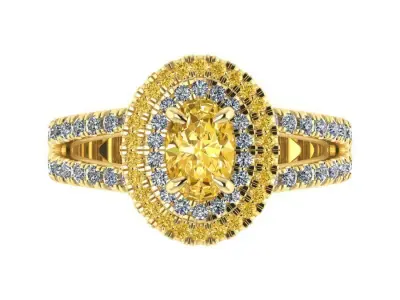 Elegant Oval Halo Diamond Engagement Ring 3D Model Bundle Pack 3D print model