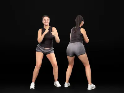 Woman boxing 33 Low-poly 3D model