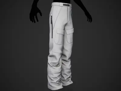 White Snowboard Pants Style 3 Low-poly 3D model