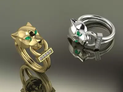 Panther Ring Gold  3D print model