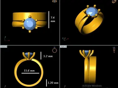 engagement ring and band 3d print model 3D print model