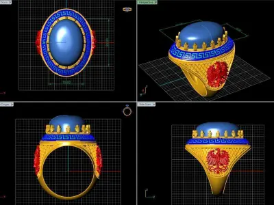 Turkish silver ring men  3D model buy