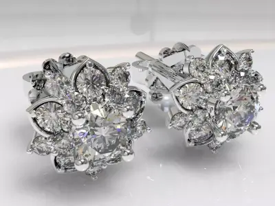Timothes Diamond Earing 3D JewelryModel Printable 3D ER5 3D print model