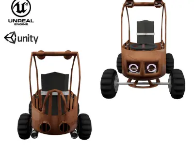Car race cartoon lowpoly 2 Low-poly 3D model