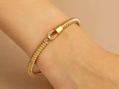 Signature Link Cuff Bangle bracelet 3D model - for Her 3D print model