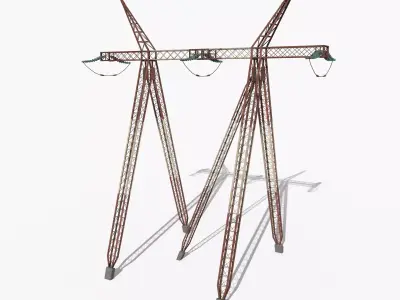 Electricity Pole 12 Weathered Low-poly 3D model