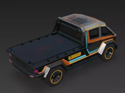 Cartoon Cyberpunk Truck 3D Model Low-poly 3D model