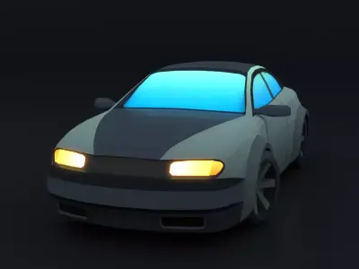Cartoon Car Futuristic Speeder Low-poly 3D model
