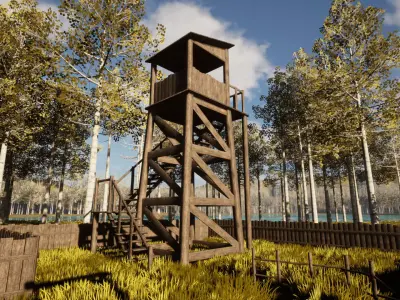 Modular Wooden Village Low-poly 3D model