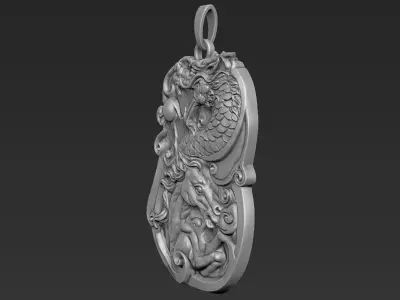 Dragon with Horse Pendant 3D print model