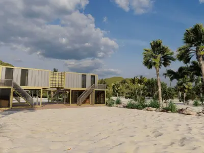 Temporary villa - villa condo - container building 3D model