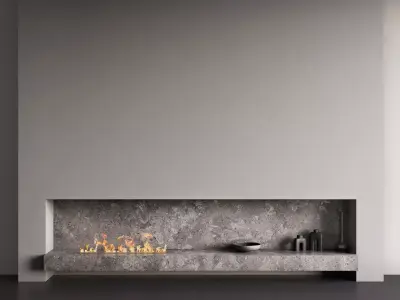 Wall With Biofireplace - Grey color  3D model