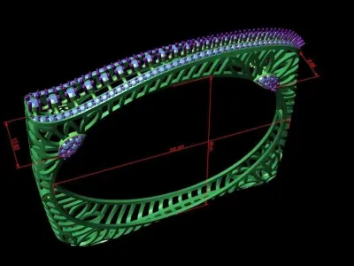 Rose Gold Diamond Woman Bracelet 3D Print Model 3D print model 7