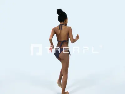 May 05J Running Jogging Beach Sport African American Woman Low-poly 3D model