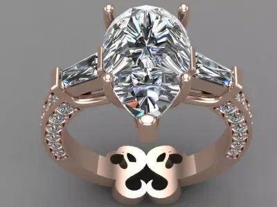 Rose Gold Women Diamond Ring 3D print model 3D print model 15