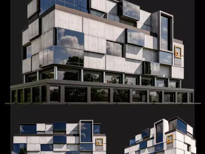 07 Modern Concrete Building 3D model
