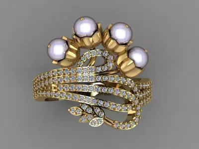Perls With daimond Ring  3D printable Model mode 3D print model 3D print model