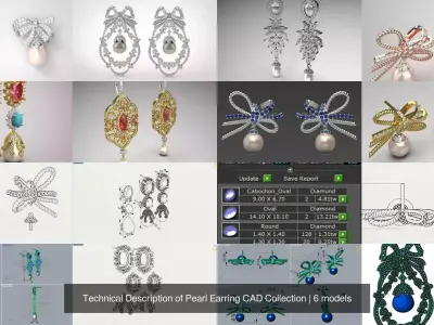 Technical Description of Pearl Earring CAD Collection 3D Model Pack
