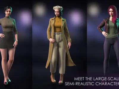 Streetwear Casual Girls Pack - Realistic Stylized Character Low-poly 3D model