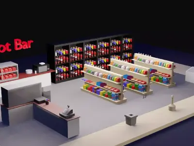 Low-Poly Gas Station model Low-poly 3D model