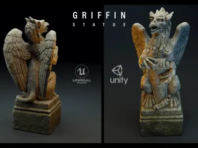 Griffin Statue 4K PBR Low-poly 3D model