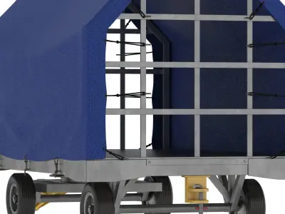 Covered Airport Luggage Trailer 3D model