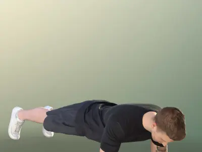 Jimmy 11429 - Fitness Guy Plank Workout In Gym Low-poly 3D model
