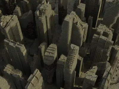 Post Apocalyptic Ruined City Pack 3D model