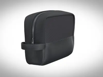 black leather dopp kit toilet bag clo3d 3D model