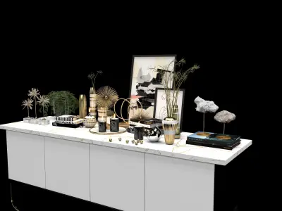 Decorative Set shabby chic sideboard - sims - home decor 3D model