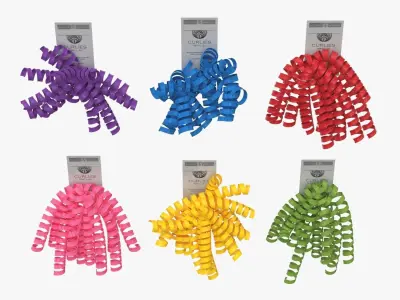 Jillson Roberts 6 Count Self Adhesive Gift Wrap Curly Bows 3D model