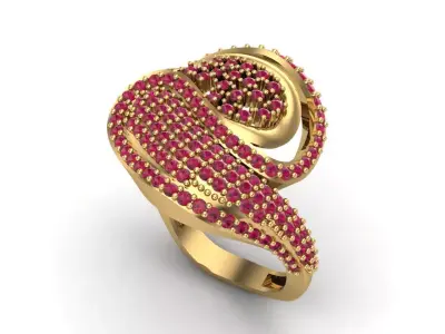 Womens Rings With Stone Ring Ready STL 3DM Models Rings women 3D print model 28