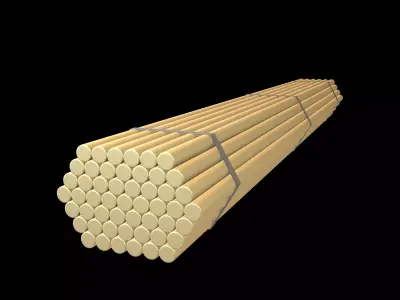 Steel Round Bars v1 002 Low-poly 3D model