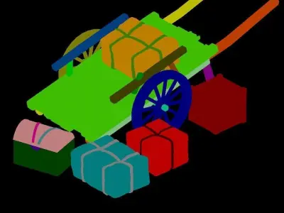 Gmax Ancient Transport Tool - Wooden Cart 3D model