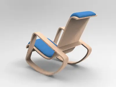 Rocking Wood Chair Low-poly 3D model