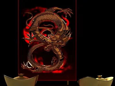 Chinese gold ingot with dragon pat 3D model