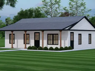 Tiny American House 3D Model Small Cottage Style Home 3D model