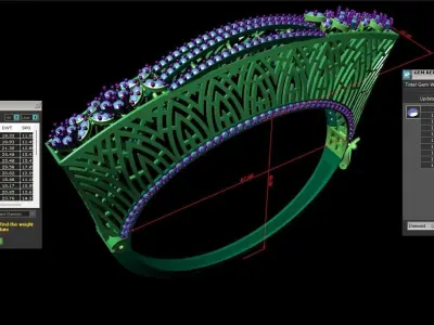 Rose Gold Diamond Woman Bracelet 3D Print Model 3D print model 17