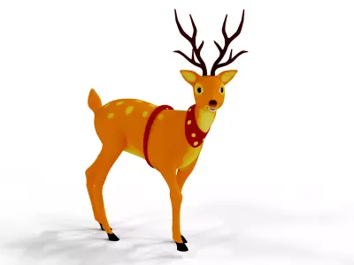 Rigged Cartoon Deer Low-poly 3D model