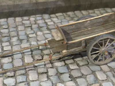 Wood cart Low-poly 3D model